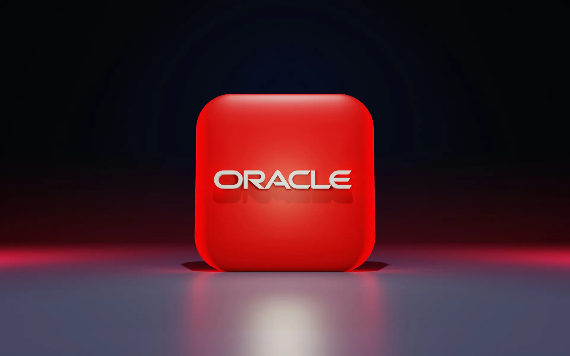 una fachada corporativa de oracle con empleados saliendo y graficos rojos simbolizando los despidos masivos en el sector tecnologico