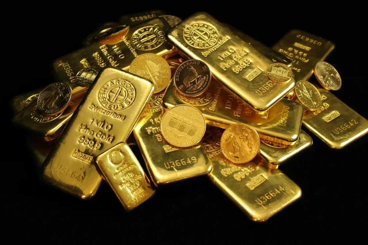 lingotes de oro y bandera de estados unidos exportacion record
